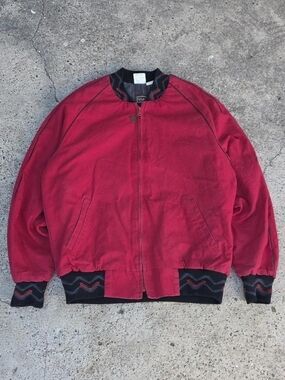 Vintage Walls Mountain Jacket Mens L Red Canvas Blanket Lined USA Made